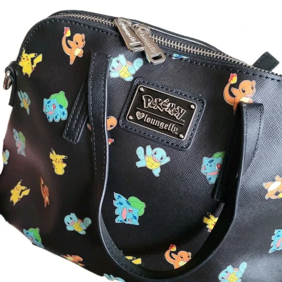 Loungefly Pokémon Black Purse RARE Retired All-Over Print Starters HEART LOGO - Picture 15 of 15